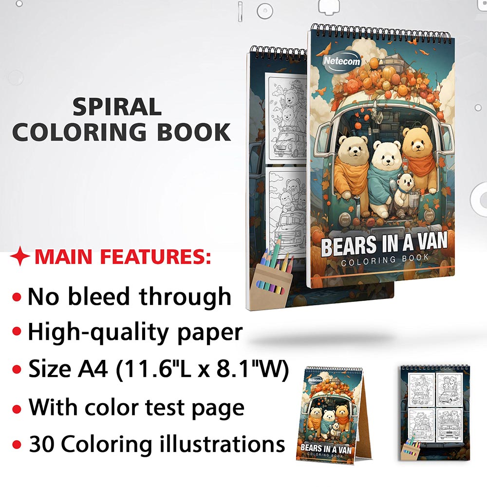 Netecom Bears in a Van Coloring Sheets for Adults