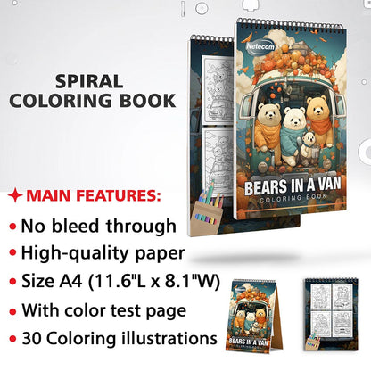 Netecom Bears in a Van Coloring Sheets for Adults