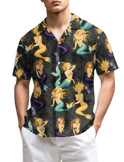 Netecom Beautiful Mermaid Hawaiian Shirt for Men