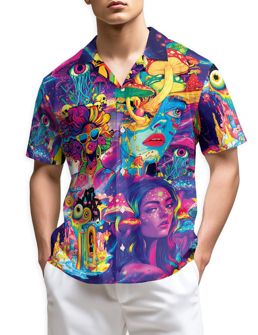 Netecom Beauty Hippie Mushroom Hawaiian Shirt for Men