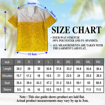 Netecom Beer Hawaiian Shirt for Men, Vintage Style, Button Down Summer Beach Short Sleeve, S-5XL