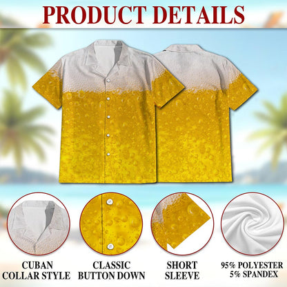 Netecom Beer Hawaiian Shirt for Men, Vintage Style, Button Down Summer Beach Short Sleeve, S-5XL