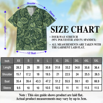 Netecom Beer Hops Seamless Hawaiian Shirt for Men, Button Down Summer Beach Short Sleeve, Vintage Style, Sizes S-5XL