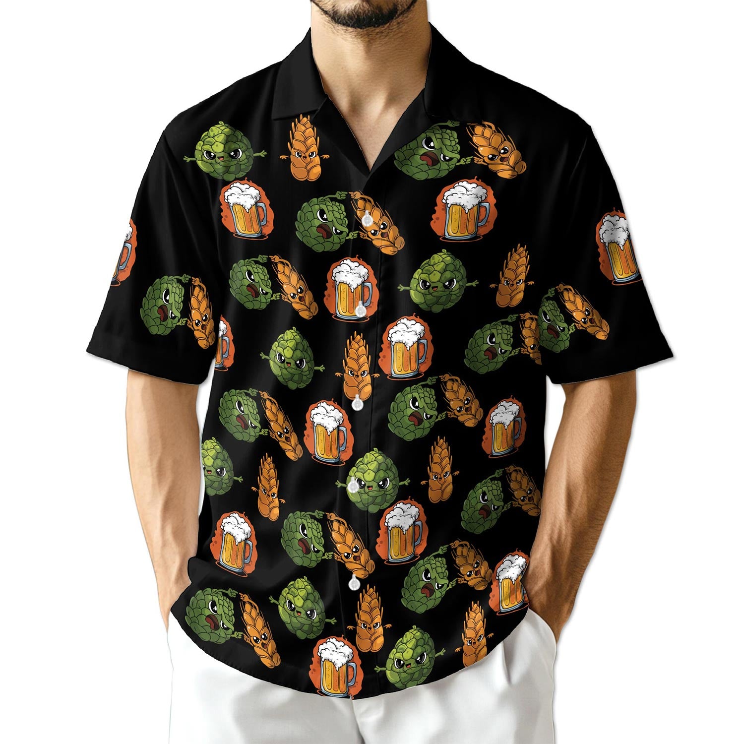 Netecom Beer Hops and Barley Hawaiian Shirt for Men