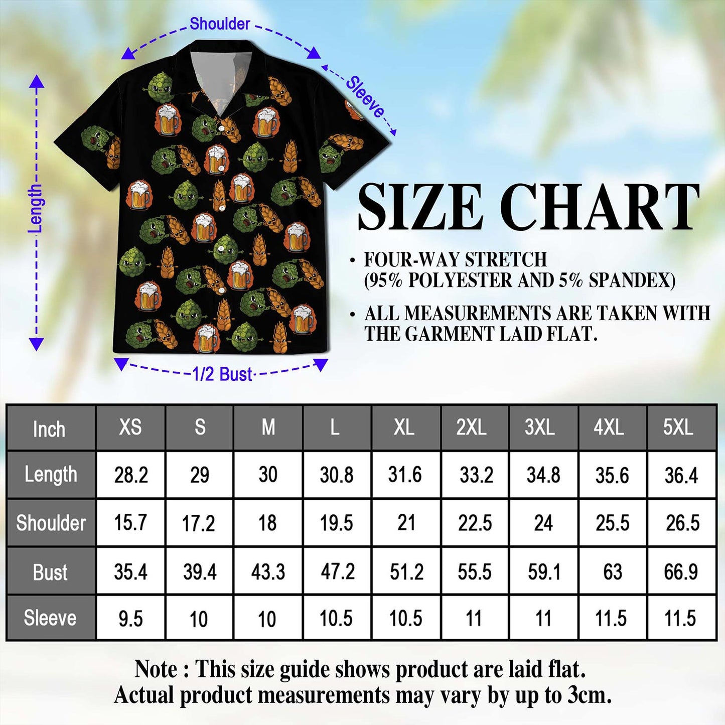 Netecom Beer Hops and Barley Hawaiian Shirt for Men, Button Down Summer Beach Short Sleeve, S-5XL