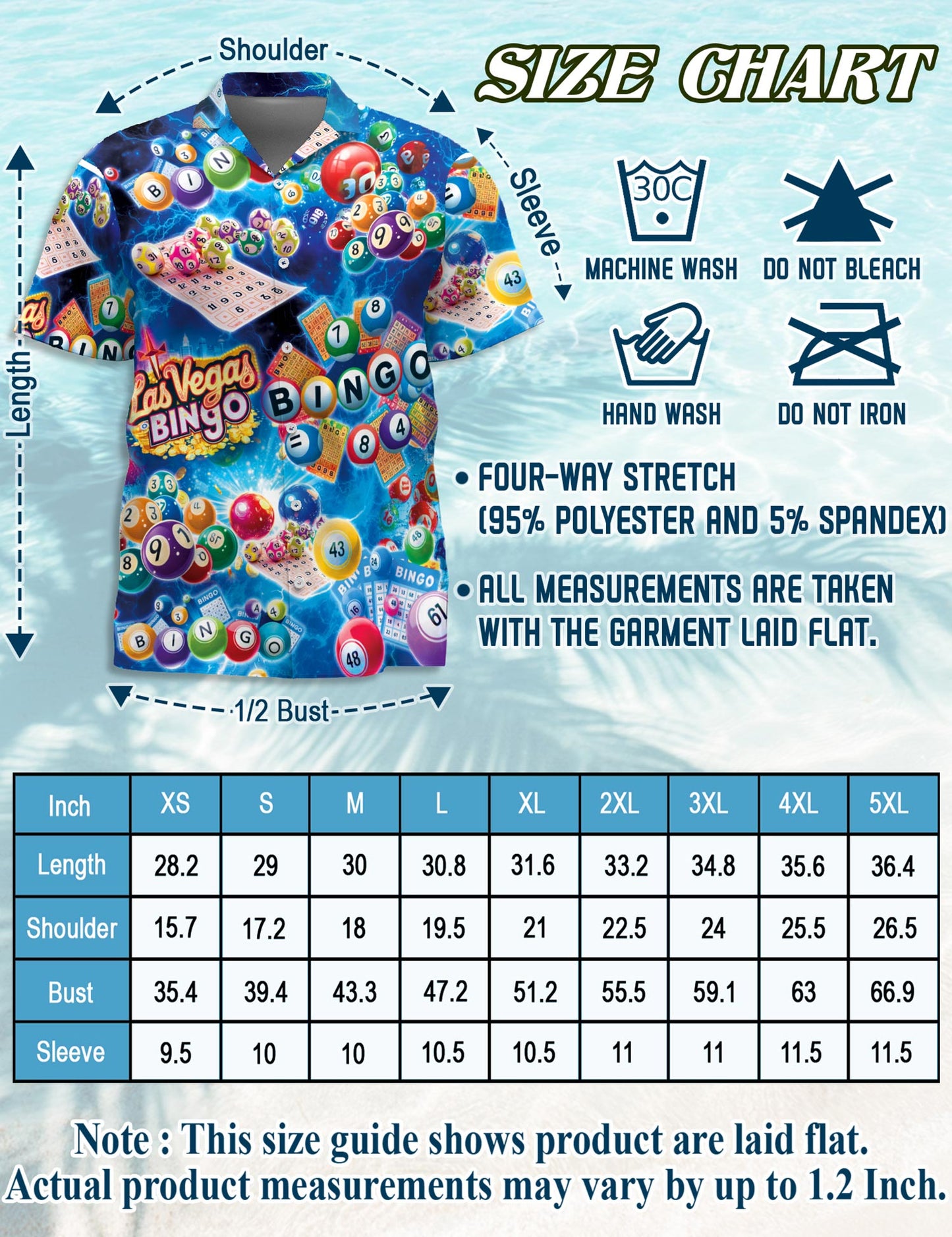 Netecom Bingo Hawaiian Shirt for Men, Button Down Summer Beach Short Sleeve, S-5XL