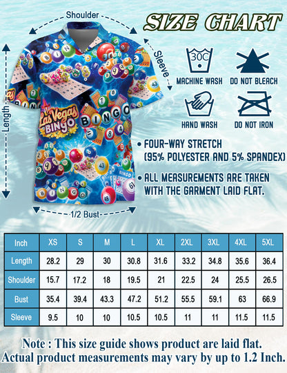 Netecom Bingo Hawaiian Shirt for Men, Button Down Summer Beach Short Sleeve, S-5XL