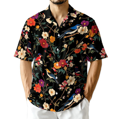 Netecom Bird Flower Hawaiian Shirt for Men