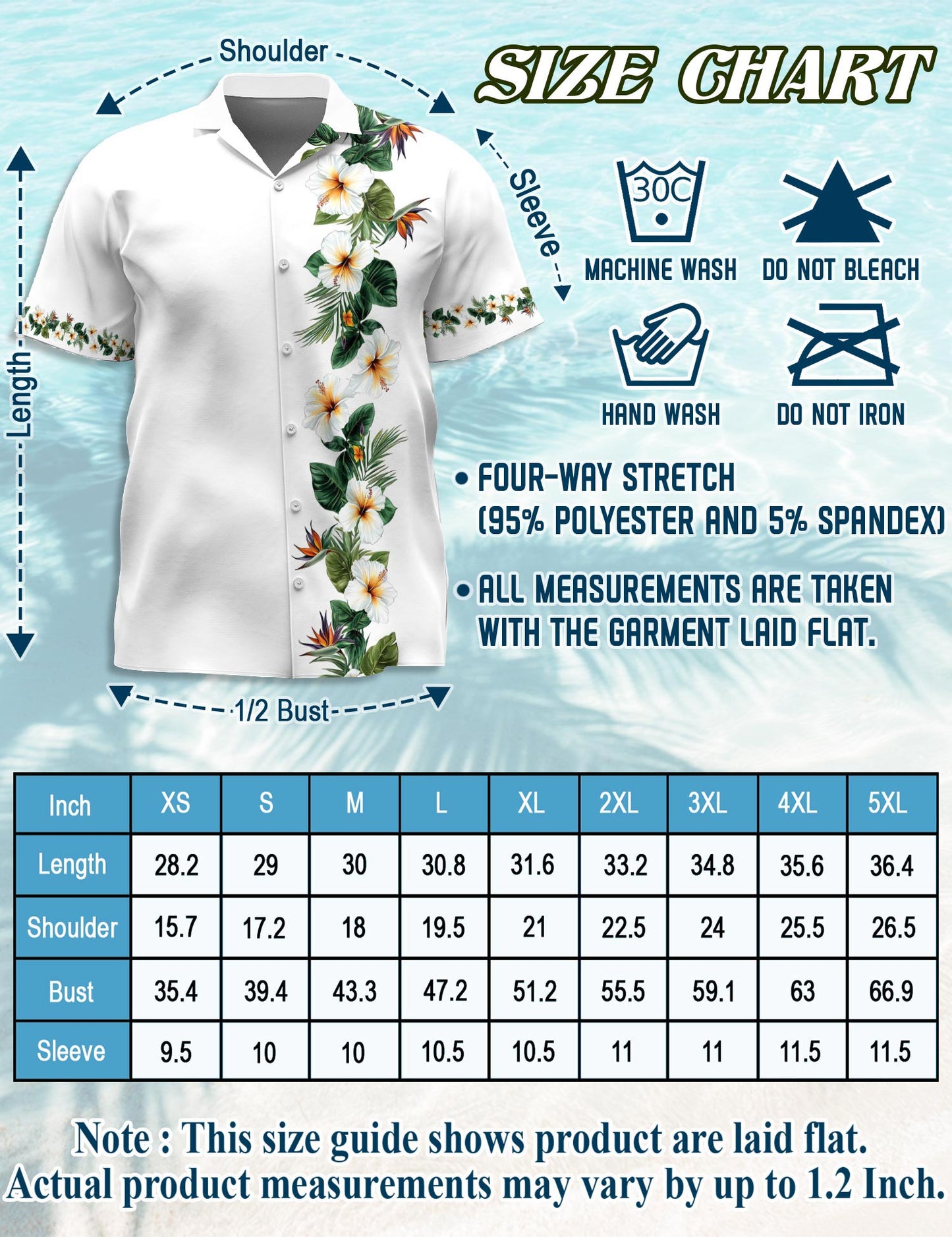 Netecom Bird of Paradise and Hibiscus Hawaiian Shirt for Men, Tropical Style, Button Down Summer Beach Short Sleeve, S-5XL
