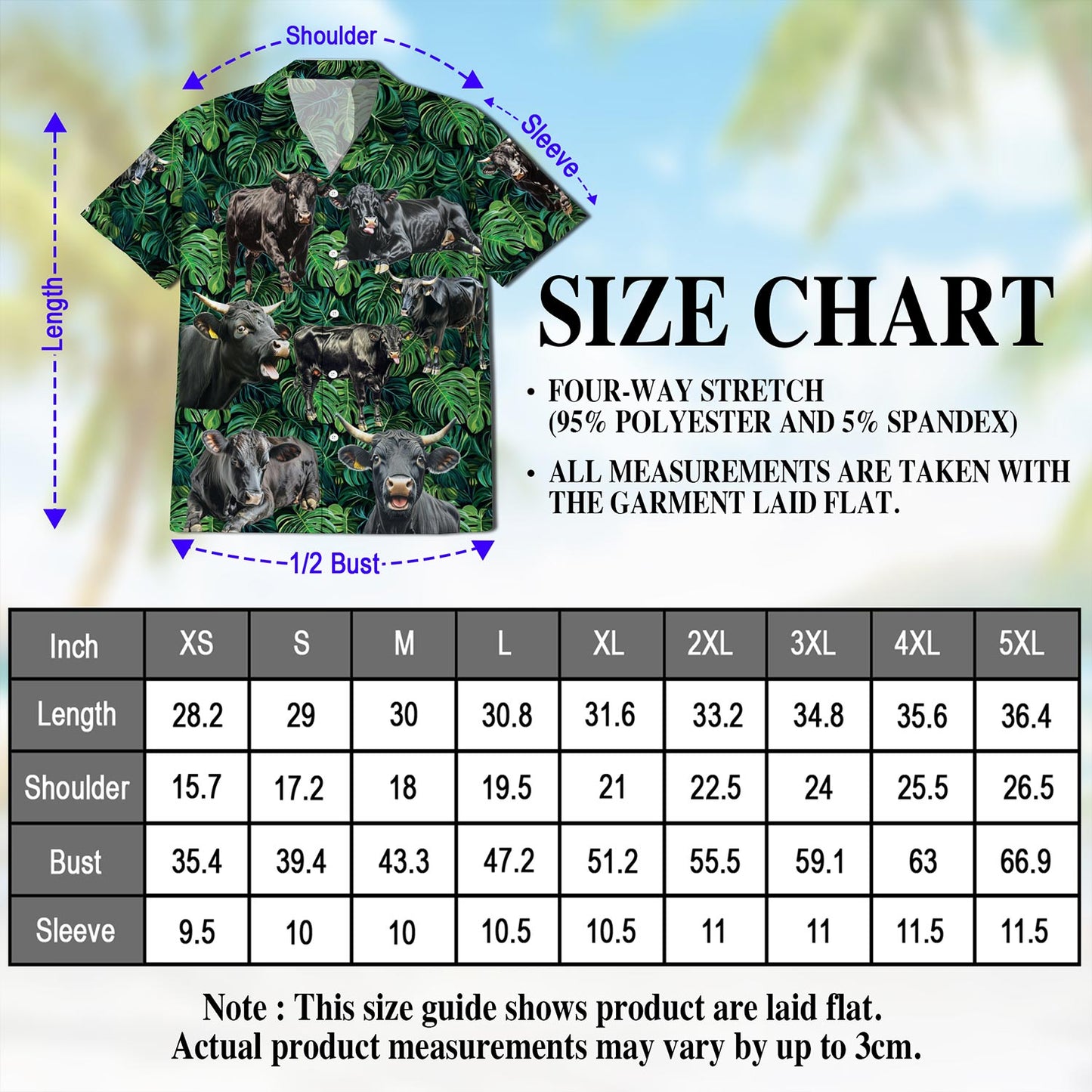 Netecom Black Angus Cattle Tropical Hawaiian Shirt for Men, Button Down Summer Beach Short Sleeve, Tropical Style, S-5XL