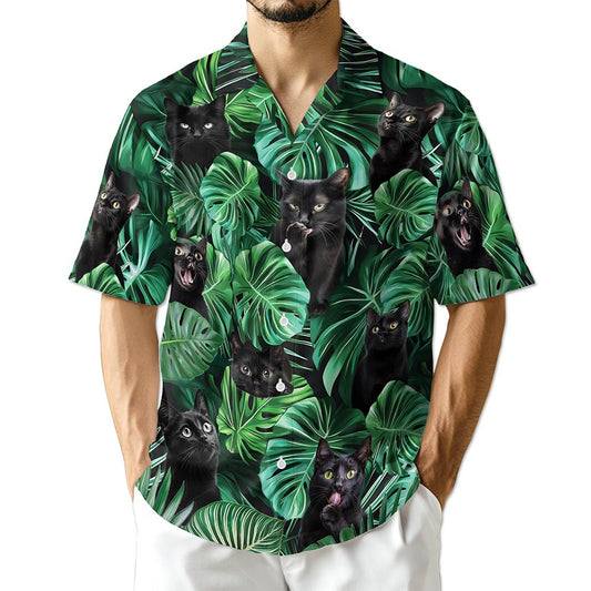 Netecom Black Cat Hawaiian Shirt for Men