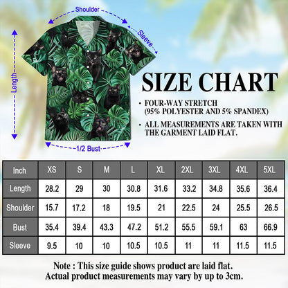 Netecom Black Cat Hawaiian Shirt for Men, Tropical Style, Button Down Summer Beach Short Sleeve, S-5XL