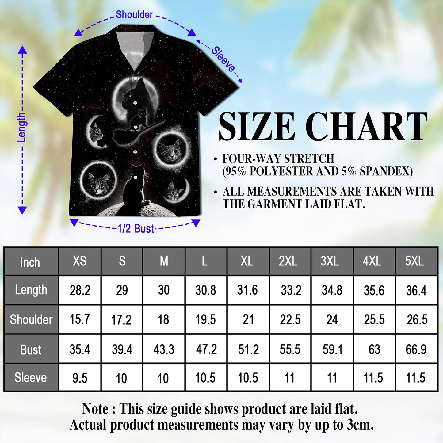 Netecom Black Cat Moonlight Hawaiian Shirt for Men, Button Down Summer Beach Short Sleeve, Cat Lover Gift, Sizes S-5XL