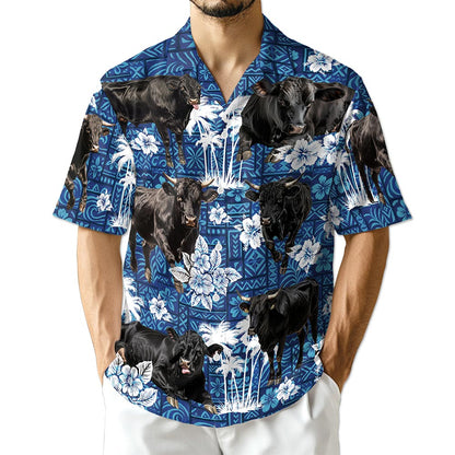 Netecom Black Cattle Hawaiian Shirt for Men