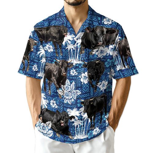 Netecom Black Cattle Hawaiian Shirt for Men