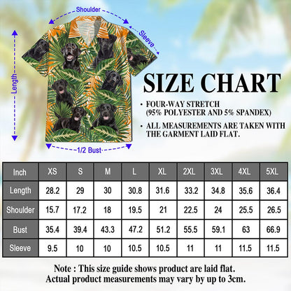 Netecom Black Labrador Retriever Dog Hawaiian Shirt for Men, Tropical Style, Button Down Summer Beach Short Sleeve, S-5XL