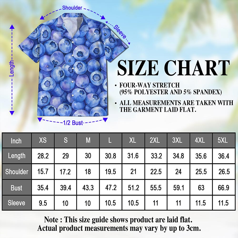 Netecom Blueberry Pattern Hawaiian Shirt for Men, Fresh Summer Fruit Lover Gifts, Button Down Summer Beach Short Sleeve, S-5XL