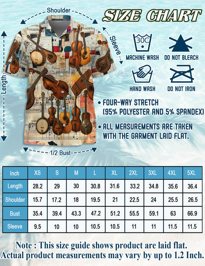 Netecom Bluegrass Music Hawaiian Shirt for Men, Vintage Style, Button Down Summer Beach Short Sleeve, S-5XL