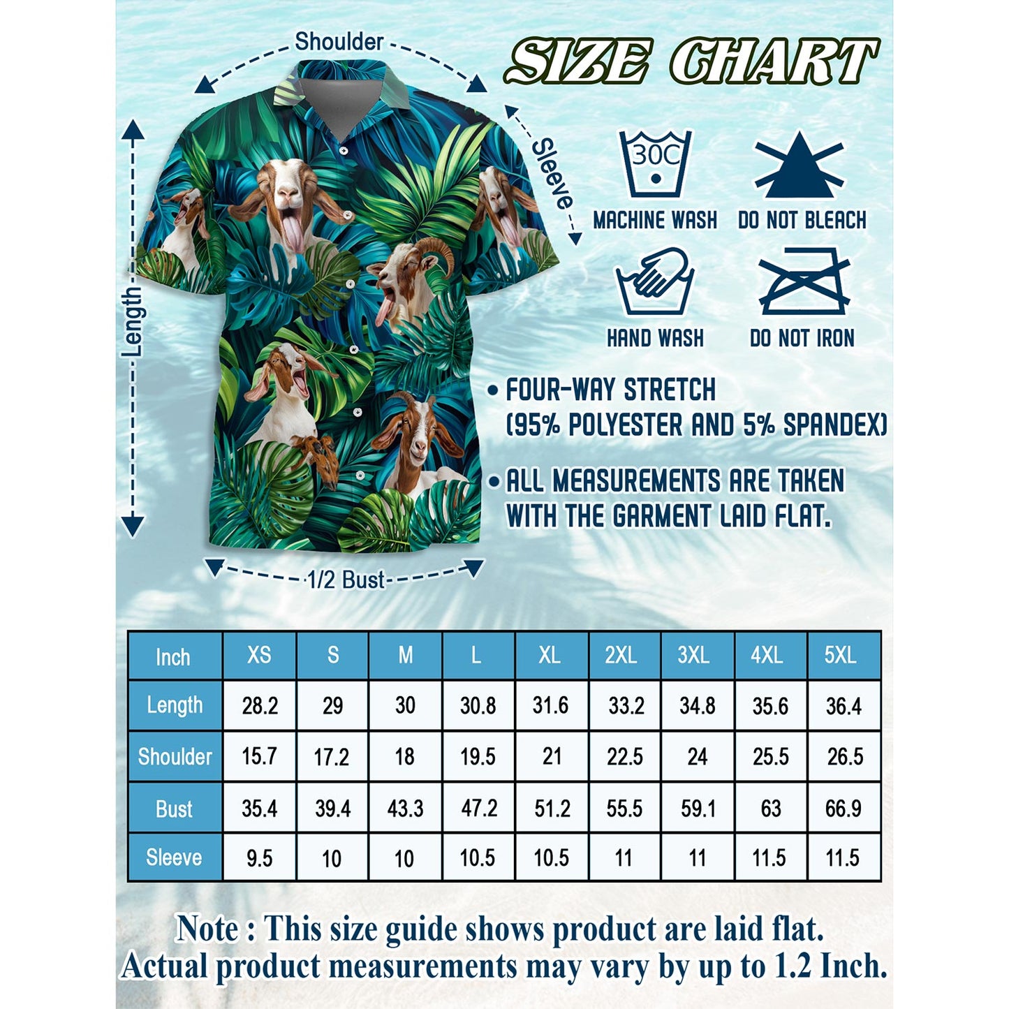 Netecom Boer Goats Hawaiian Shirt for Men, Button Down Summer Beach Short Sleeve, Tropical Style, Sizes S-5XL