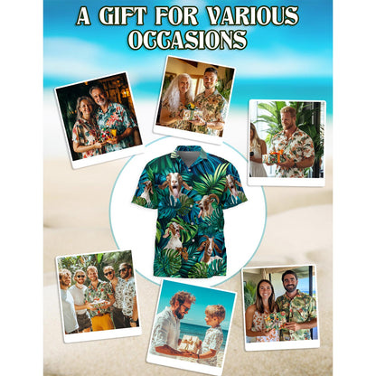 Netecom Boer Goats Hawaiian Shirt for Men, Button Down Summer Beach Short Sleeve, Tropical Style, Sizes S-5XL