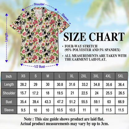 Netecom Boston Terrier Hawaiian Shirt for Men, Vintage Style, Button Down Summer Beach Short Sleeve, S-5XL