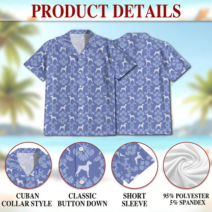 Netecom Boxer Dog Hawaiian Shirt for Men, Button Down Summer Beach Short Sleeve, Dog Lover Gifts, S-5XL