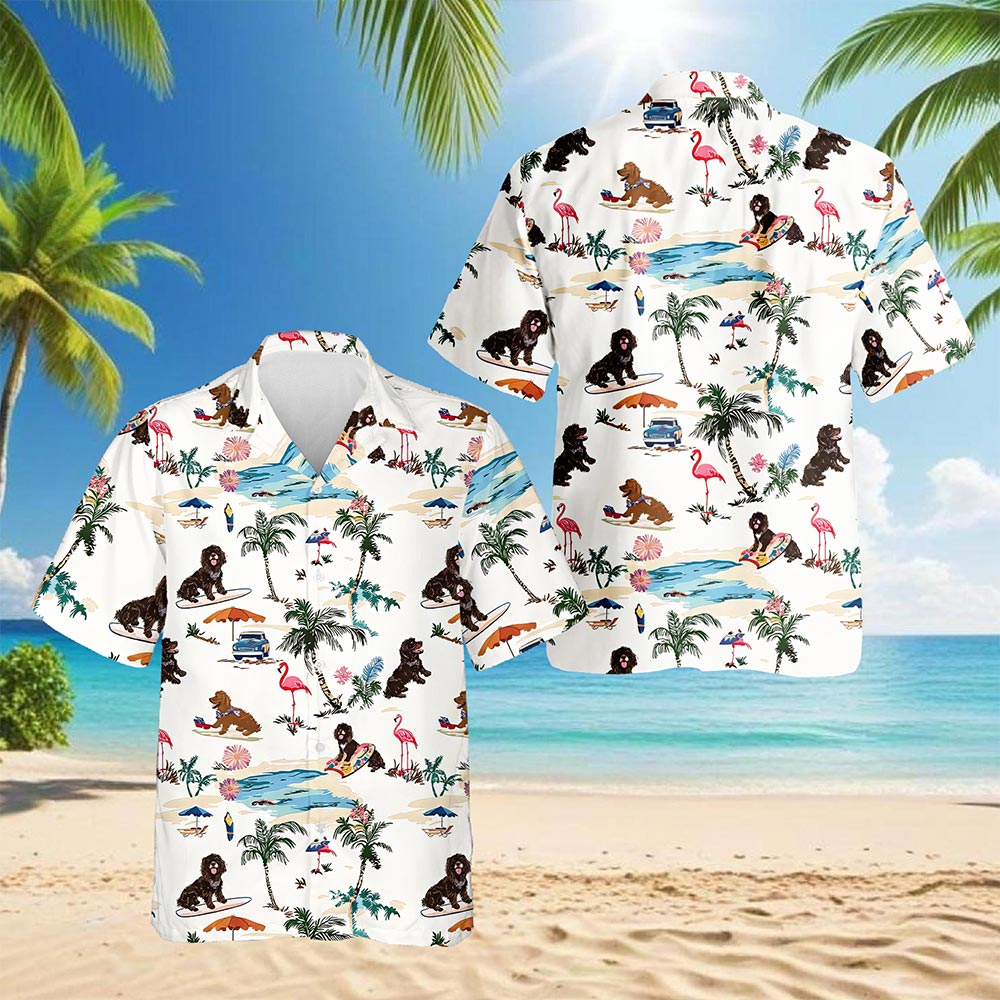 Netecom Boykin Spaniel Hawaiian Shirt for Men, Tropical Style, Button Down Summer Beach Short Sleeve, S-5XL