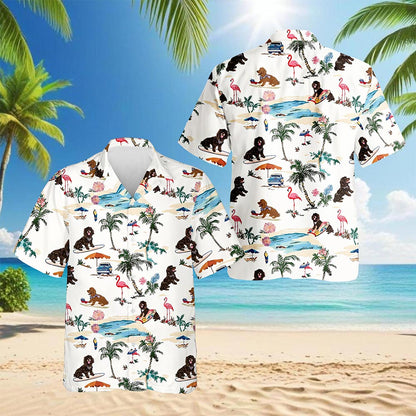 Netecom Boykin Spaniel Hawaiian Shirt for Men, Tropical Style, Button Down Summer Beach Short Sleeve, S-5XL