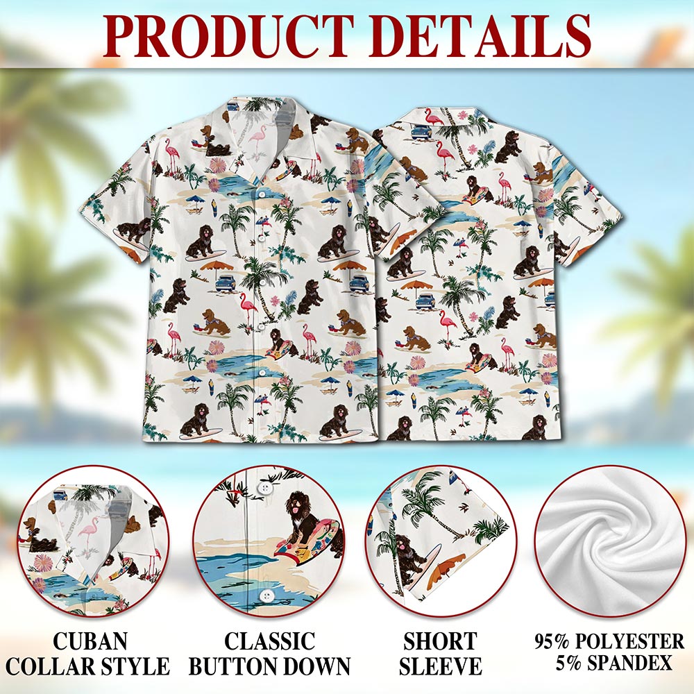 Netecom Boykin Spaniel Hawaiian Shirt for Men, Tropical Style, Button Down Summer Beach Short Sleeve, S-5XL