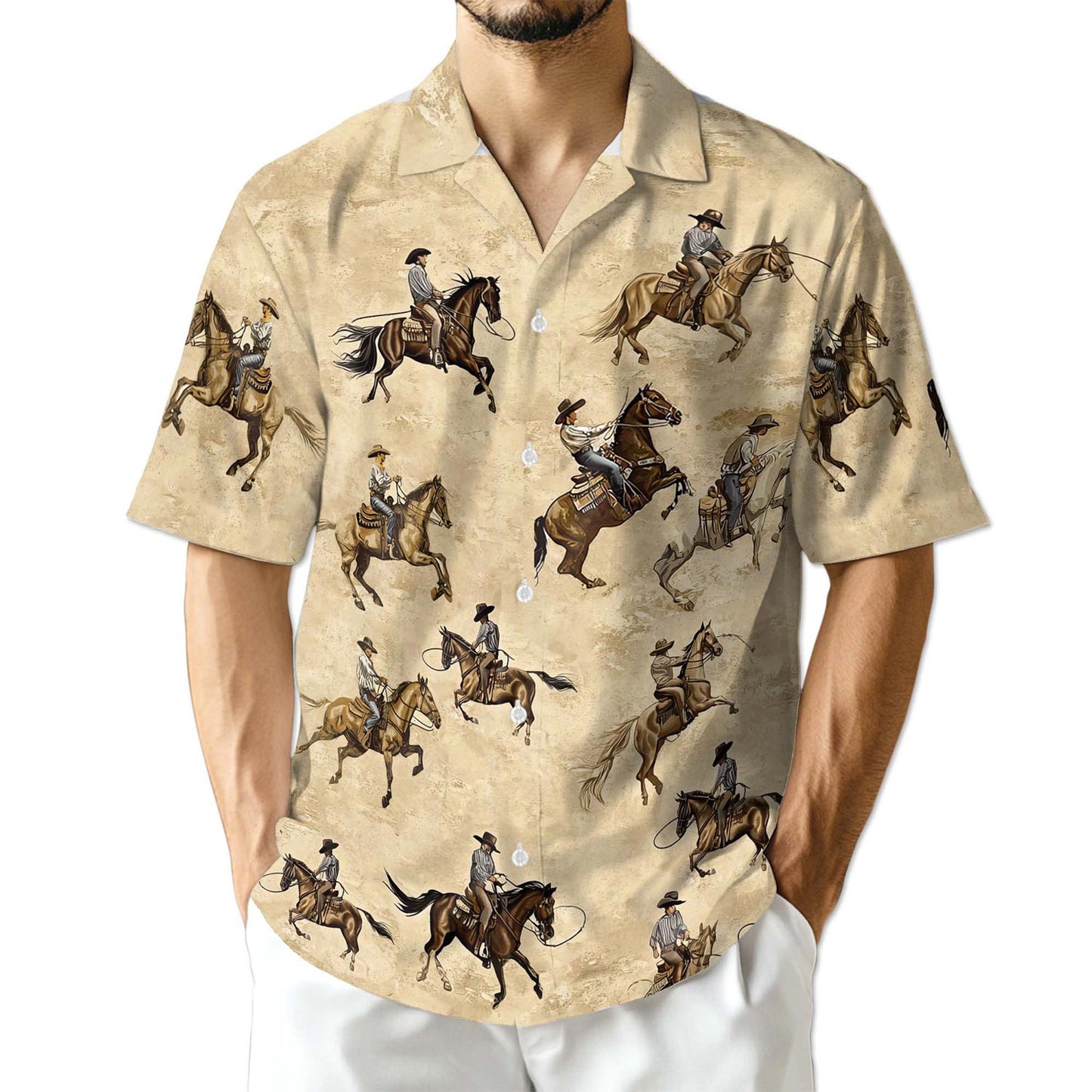 Netecom Brown Horse Rodeo Hawaiian Shirt for Men