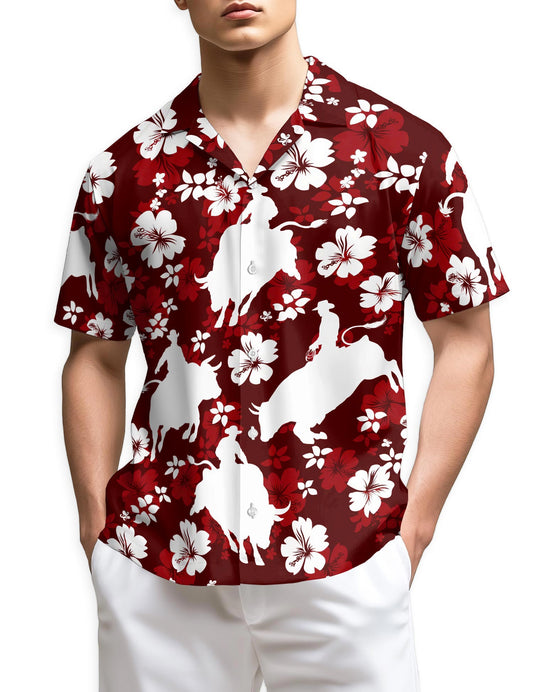 Netecom Bull Riding Hawaiian Shirt for Men