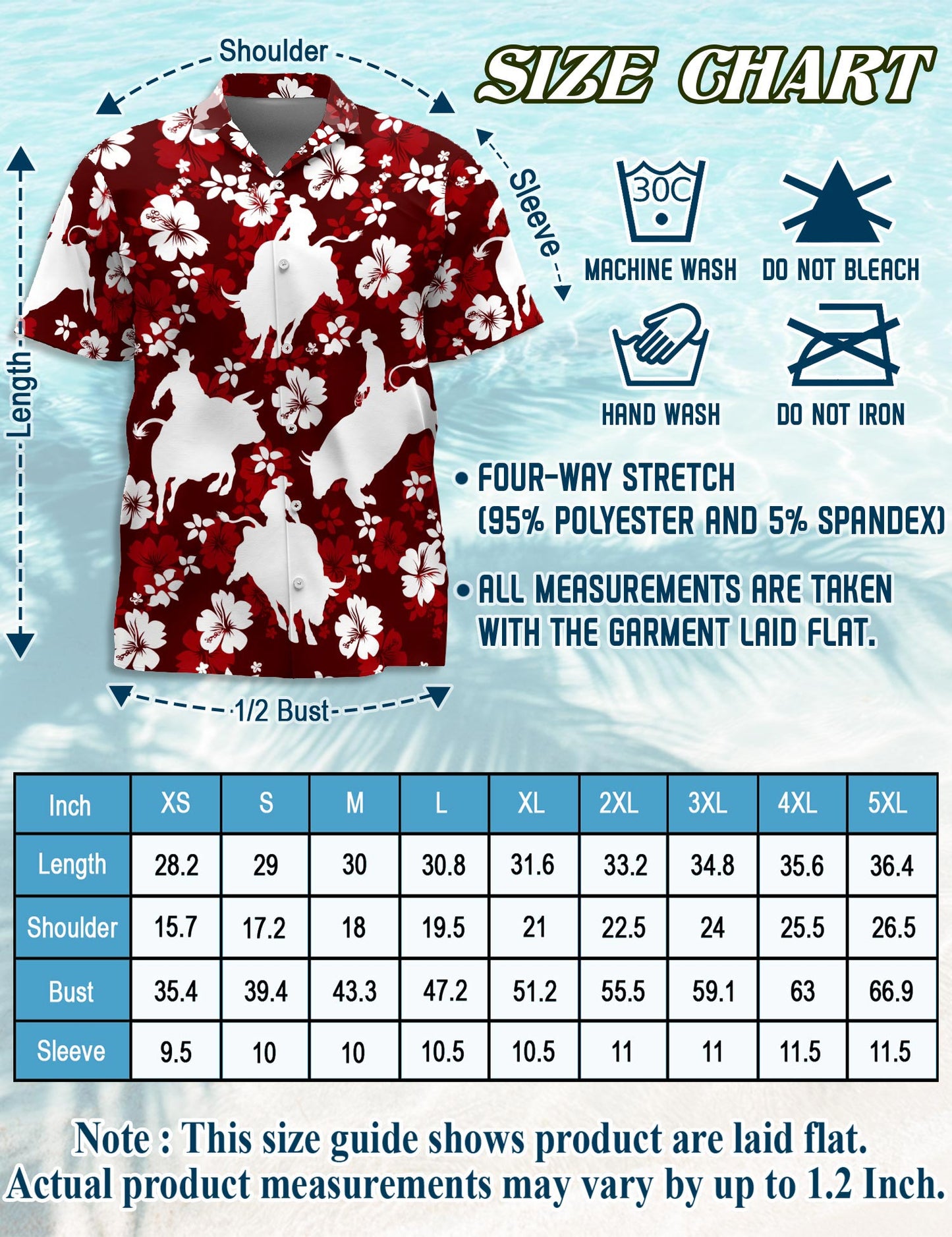 Netecom Bull Riding Hawaiian Shirt for Men, Tropical Style, Button Down Summer Beach Short Sleeve, S-5XL