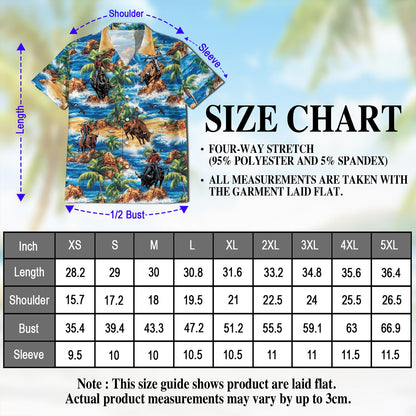Netecom Bull Riding On Beach Hawaiian Shirt for Men, Tropical Style, Button Down Summer Beach Short Sleeve, S-5XL