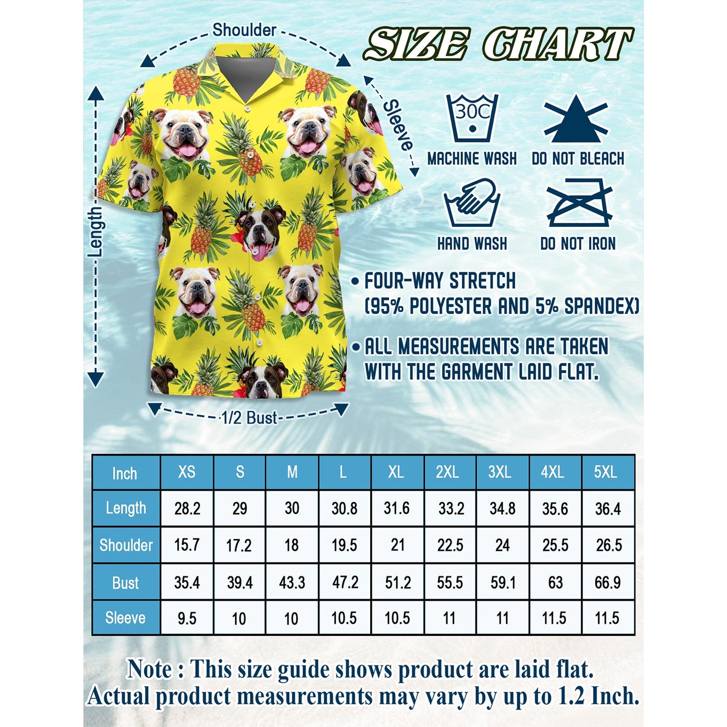 Netecom Bulldog Hawaiian Shirt for Men, Button Down Summer Beach Short Sleeve, Tropical Style, Sizes S-5XL