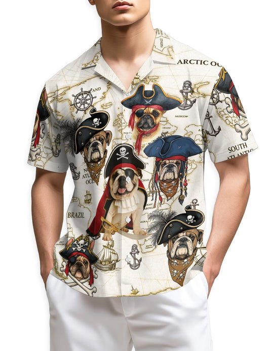 Netecom Bulldog Pirate Hawaiian Shirt for Men