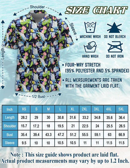 Netecom Butterfly Hawaiian Shirt for Men, Button Down Summer Beach Short Sleeve, S-5XL
