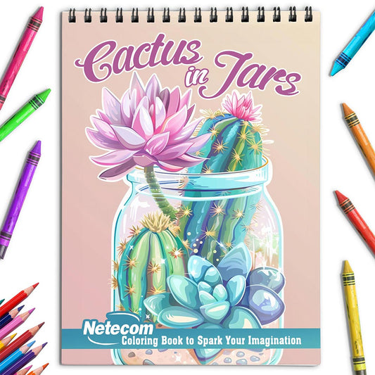 Netecom Cactus in Jars Coloring Book for Adult