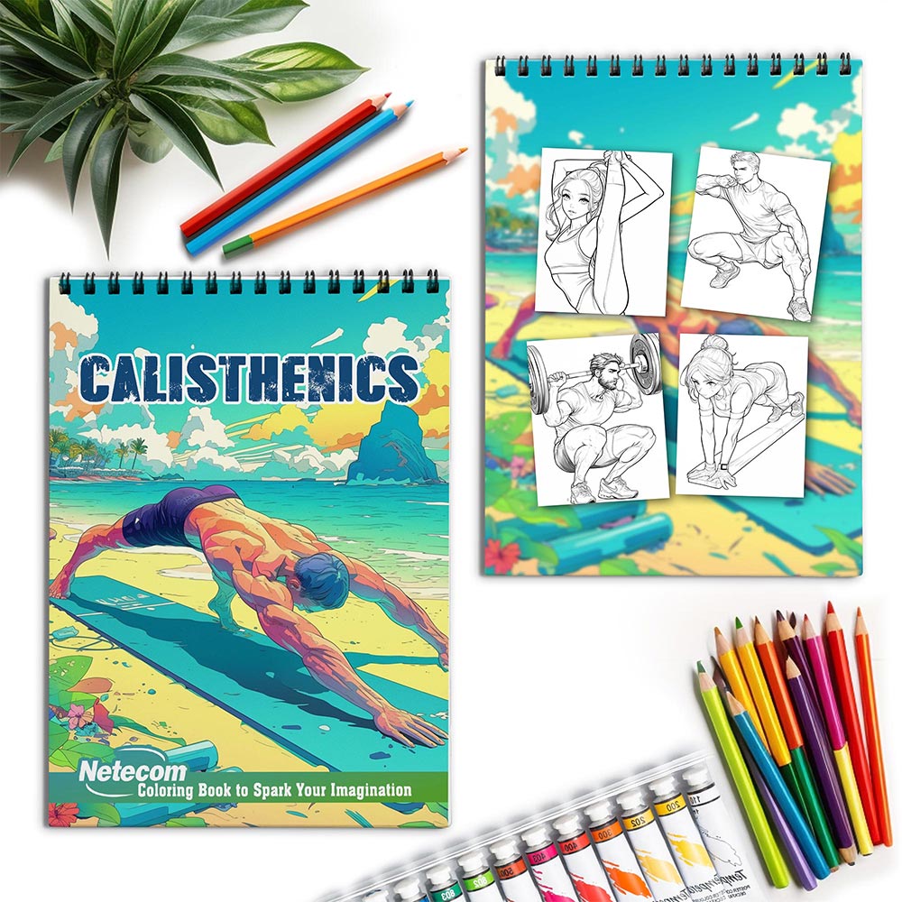 Netecom Calisthenics Spiral Coloring Book for Adults