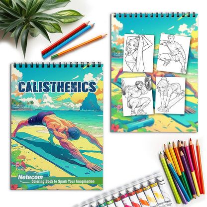 Netecom Calisthenics Spiral Coloring Book for Adults