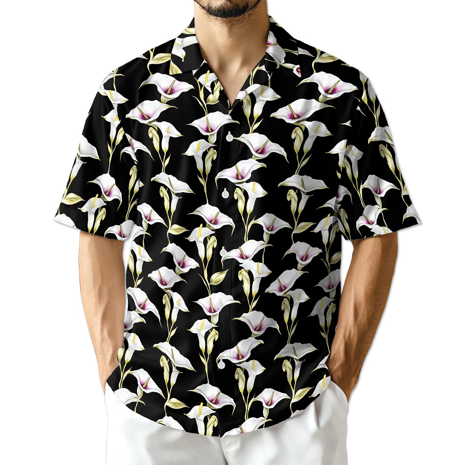 Netecom Calla Lily Hawaiian Shirt for Men