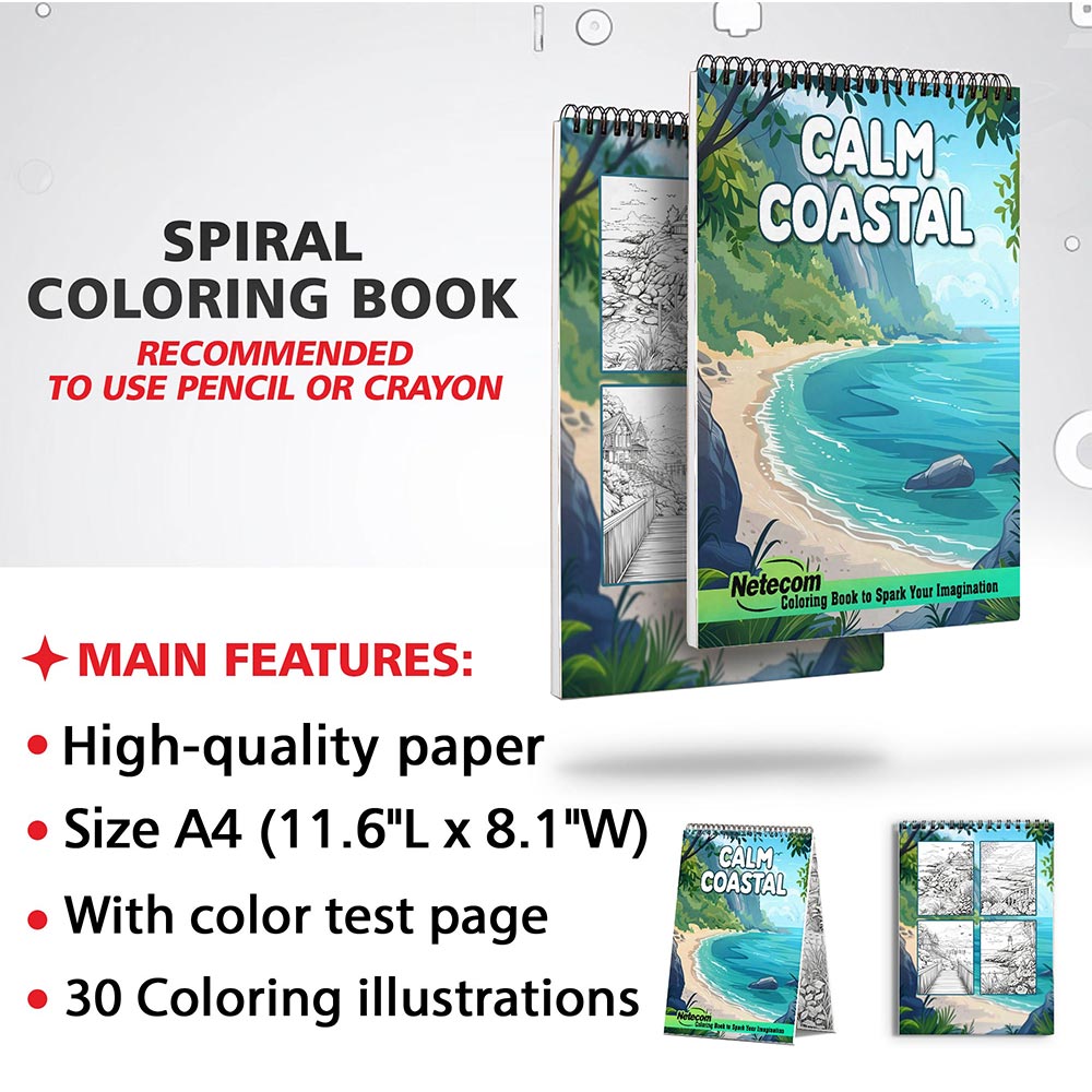 Netecom Calm Coastal Coloring Sheets for Adults