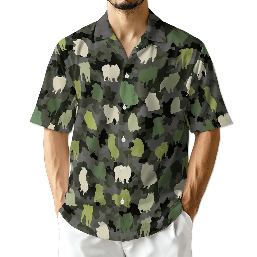 Netecom Camo Samoyed Dog Hawaiian Shirt for Men