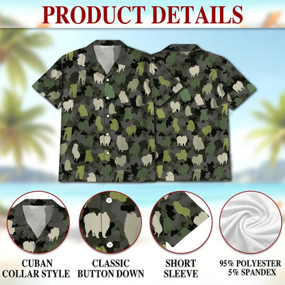 Netecom Camo Samoyed Dog Hawaiian Shirt for Men, Dog Lover Gift, Button Down Summer Beach Short Sleeve, Sizes S-5XL