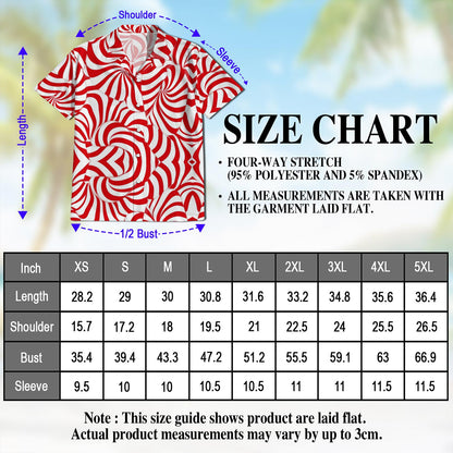 Netecom Candy Cane Pattern Hawaiian Shirt for Men, Vintage Style, Button Down Summer Beach Short Sleeve, S-5XL