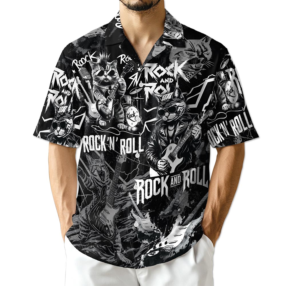 Netecom Cat Rock And Roll Hawaiian Shirt for Men