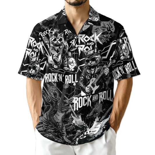 Netecom Cat Rock And Roll Hawaiian Shirt for Men