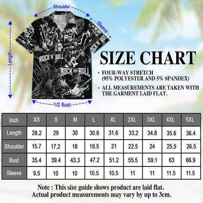 Netecom Cat Rock And Roll Hawaiian Shirt for Men, Cat Lover Gifts, Funny Animal Button Down Summer Aloha Beach Shirts, S-5XL