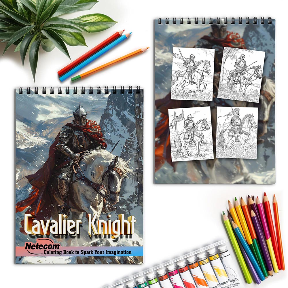 Netecom Cavalier Knight Spiral Coloring Book for Adults