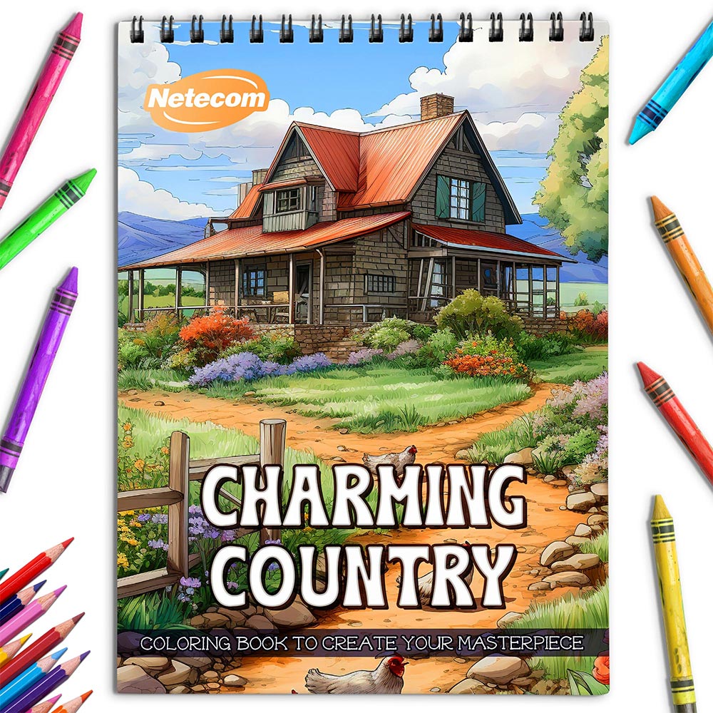 Netecom Charming Country Coloring Book for Adults