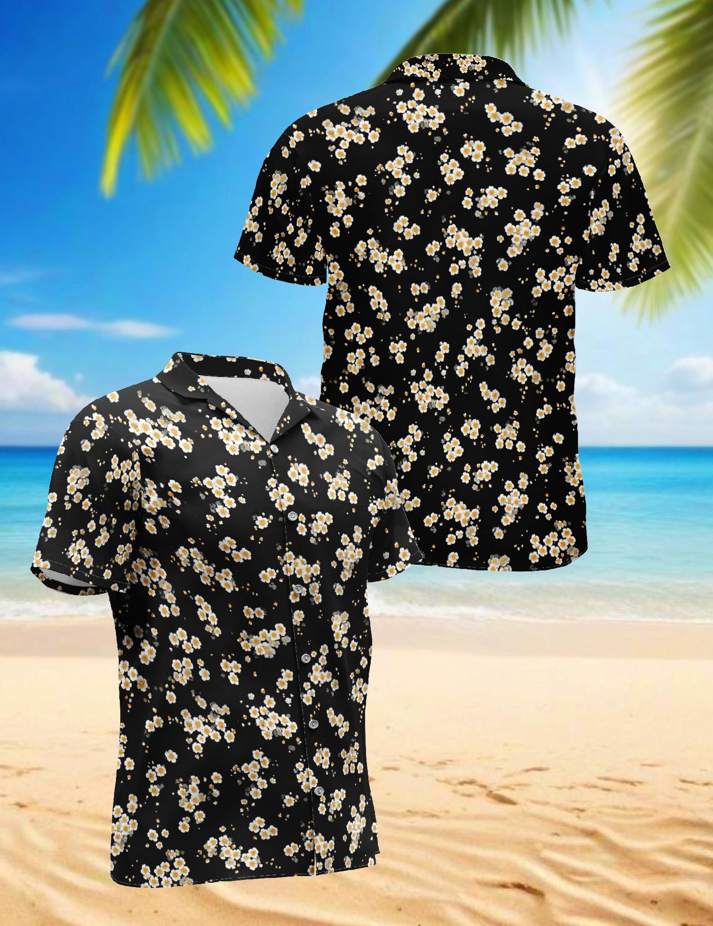 Netecom Cherry Blossom Hawaiian Shirt for Men, Retro Style, Tropical Summer Beach Button Down Short Sleeve Shirts, S-5XL